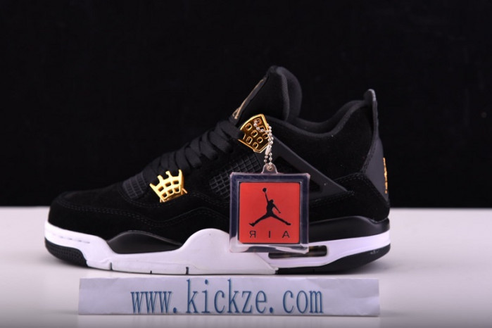 air jordan 4 “royalty” black/metallic gold-white mens 308497-032