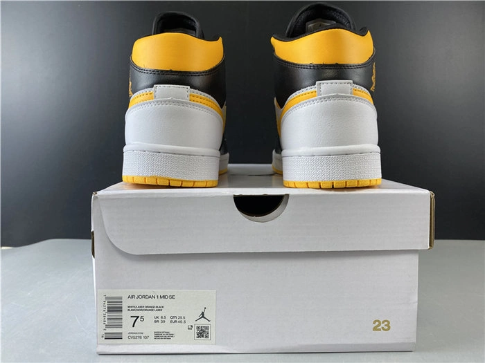 Jordan1 Mid white black yellow CV5276- Durable 3758