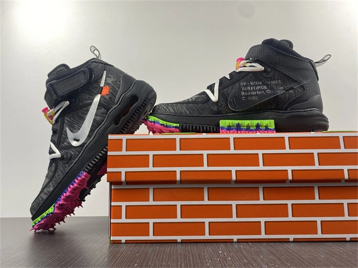 Breathable Nike Air Force 1 Mid Off-White Black DO6290- 5090