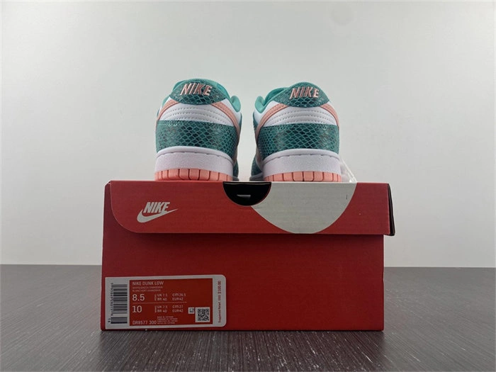 Lightweight Nike Dunk Low Snakeskin Washed Teal Bleached Coral DR8577- 4704